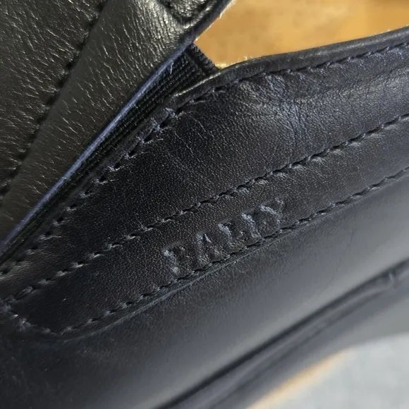🐢 Bally Rogado Men's leather loafers  Black Size 7 EEE.