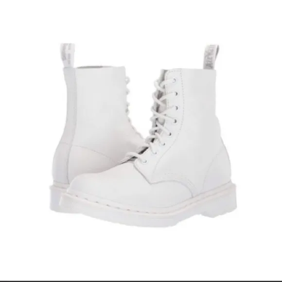 ✅ Dr Marten Boots 1460 Pascal Mono White Combat Lace up