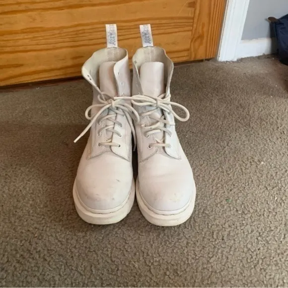 ✅ Dr Marten Boots 1460 Pascal Mono White Combat Lace up