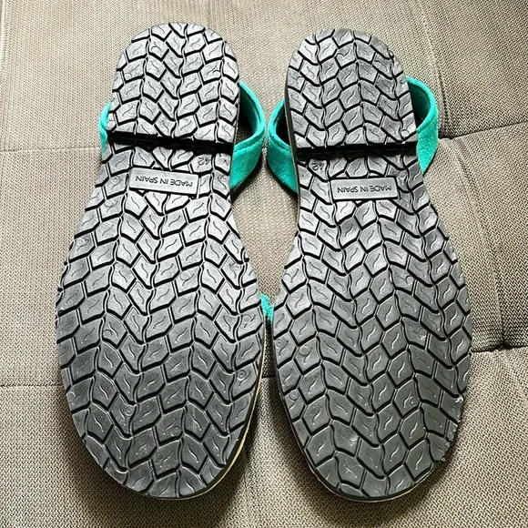 🇪🇸 New Handmade Clodet suede leather sandals Spain aqua blue open toe slingback
