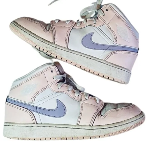 🔥 NIKE Air Jordan 1 Mid – Pink Wash/Frost-White (GS 4Y / Women’s 5.5) 🔥