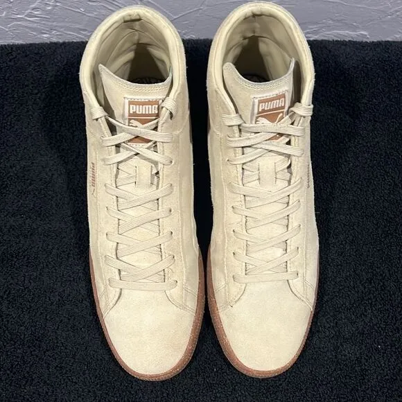 🔥🔥 PUMA Suede hi-tops Sneakers Shoes  - Streetwear Beige US Sz 11 - EXCELLENT