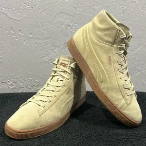 🔥🔥 PUMA Suede hi-tops Sneakers Shoes  - Streetwear Beige US Sz 11 - EXCELLENT