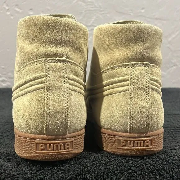 🔥🔥 PUMA Suede hi-tops Sneakers Shoes  - Streetwear Beige US Sz 11 - EXCELLENT