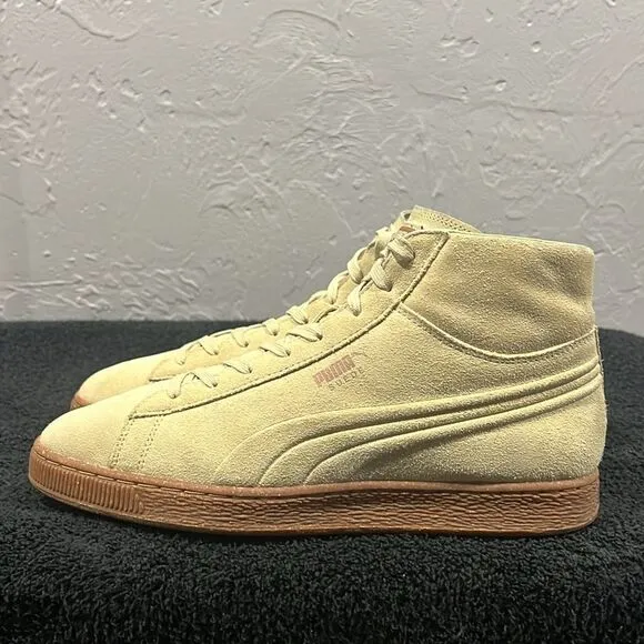 🔥🔥 PUMA Suede hi-tops Sneakers Shoes  - Streetwear Beige US Sz 11 - EXCELLENT