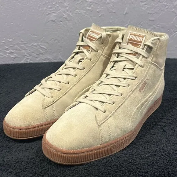 🔥🔥 PUMA Suede hi-tops Sneakers Shoes  - Streetwear Beige US Sz 11 - EXCELLENT