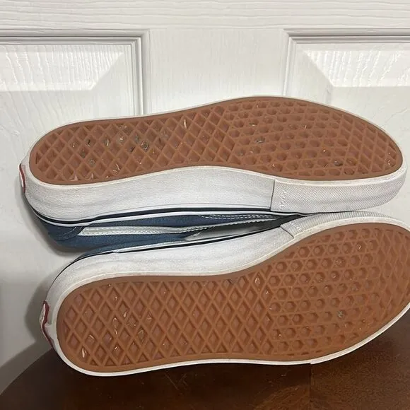 🔥🔥 Vans Old Skool Skate Pro Shoes Low Top Navy Blue White Men US Size 8 - EUC