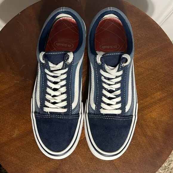 🔥🔥 Vans Old Skool Skate Pro Shoes Low Top Navy Blue White Men US Size 8 - EUC