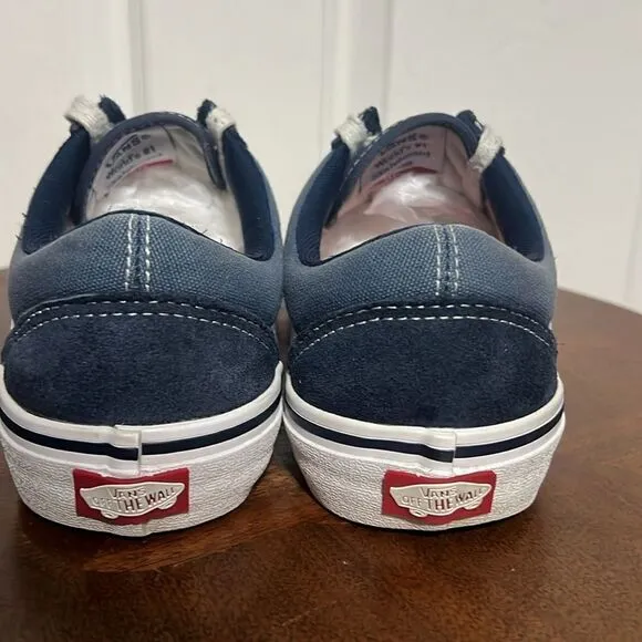 🔥🔥 Vans Old Skool Skate Pro Shoes Low Top Navy Blue White Men US Size 8 - EUC