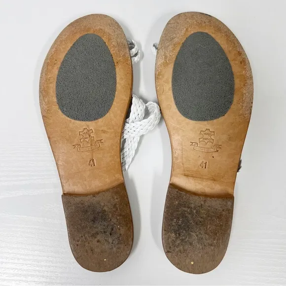 100% Capri Woven Braided Sandals Leather 41 White 10