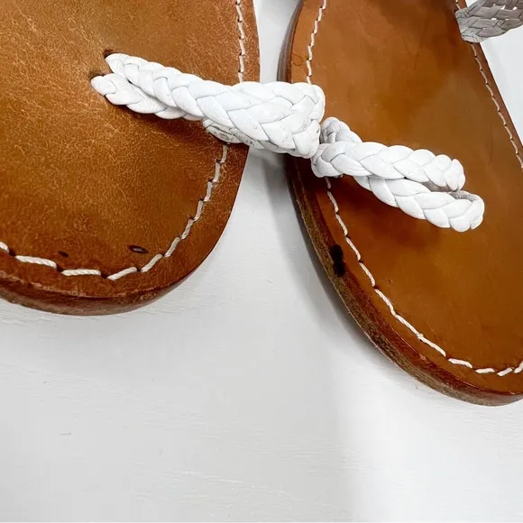 100% Capri Woven Braided Sandals Leather 41 White 10