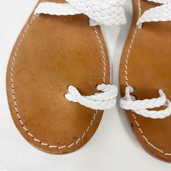 100% Capri Woven Braided Sandals Leather 41 White 10