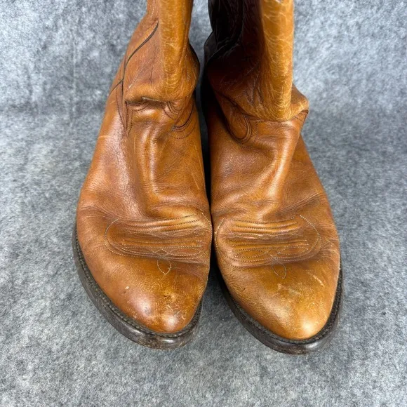 $189 Retail JUSTIN 1632 Brown Tan Classic Western Cowboy Boots Mens 10 EE