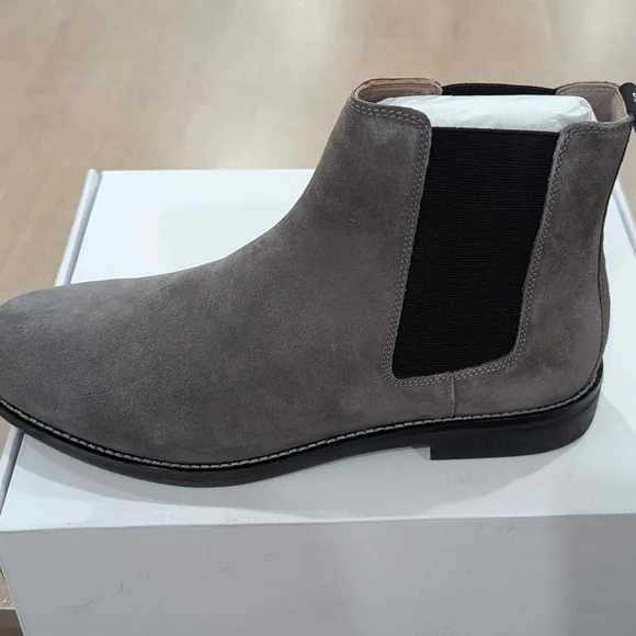 $299 Mens ALLSAINTS &quot;Harley&quot; Suede Chelsea Boots Gray