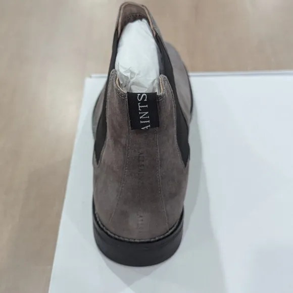 $299 Mens ALLSAINTS &quot;Harley&quot; Suede Chelsea Boots Gray
