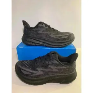 .3010 Hoka Clifton 9, Black/Black, Womens Running Shoes-US 9 Womens
