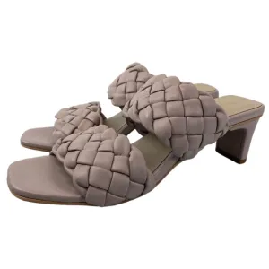 42 Gold Womens Size 8 Connie Sandals Lilac Leather Heels Square Toe Woven Purple