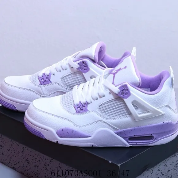 4S Retro Shoes Basketball Sneakers shoes for and White with Purple