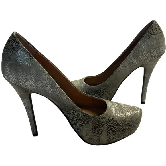 5/48 Killa Metallic Platform Heels Leather Shoes Size 38/8
