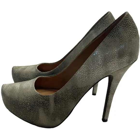 5/48 Killa Metallic Platform Heels Leather Shoes Size 38/8