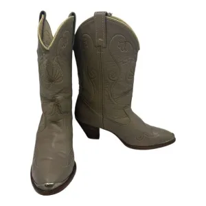 Acme Women's Gray Leather Western Cowgirl Boots Size 6 M VINTAGE VTG. PREOWNED