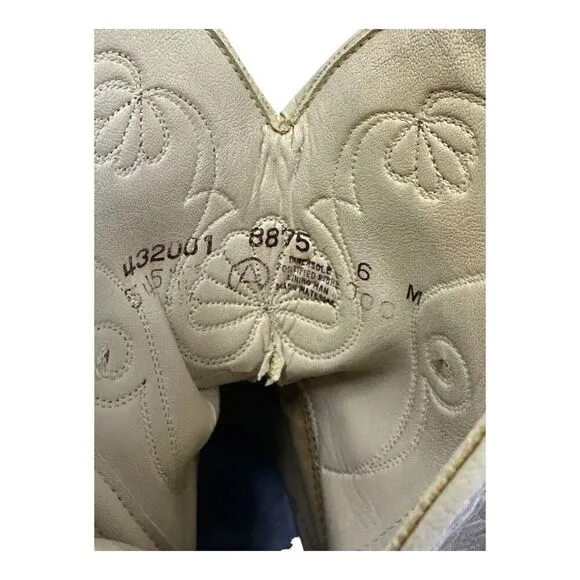 Acme Women's Gray Leather Western Cowgirl Boots Size 6 M VINTAGE VTG. PREOWNED