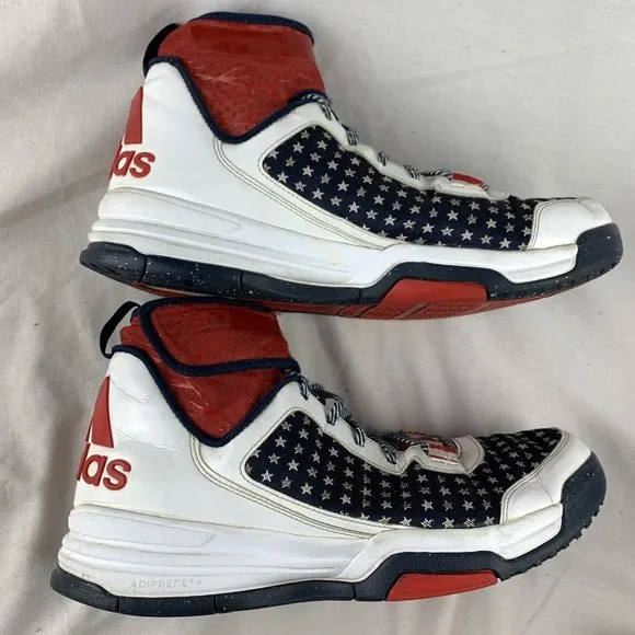 Adidas Dual Threat Basketball Shoes USA Flag White Blue Red D69448 Size …