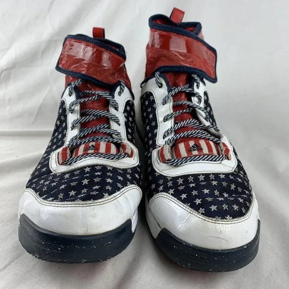 Adidas Dual Threat Basketball Shoes USA Flag White Blue Red D69448 Size …