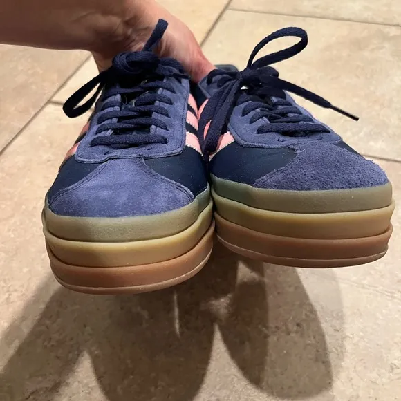 Adidas Gazelle Bold Platform Blue and Pink Sneakers SZ 8