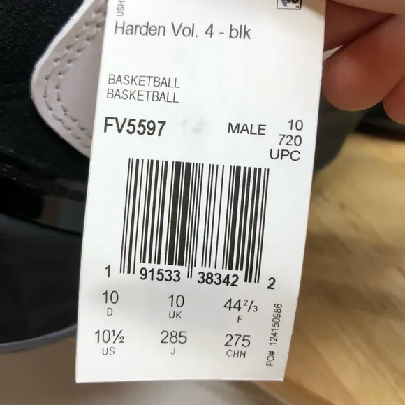 Adidas Harden Vol 4 - Black / White - Sz 10.5 - Men's 100% Authentic FV5597