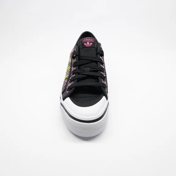 Adidas Originals Women's Nizza Platform Lace Up Shoes Black/Yellow/Pink Size 9