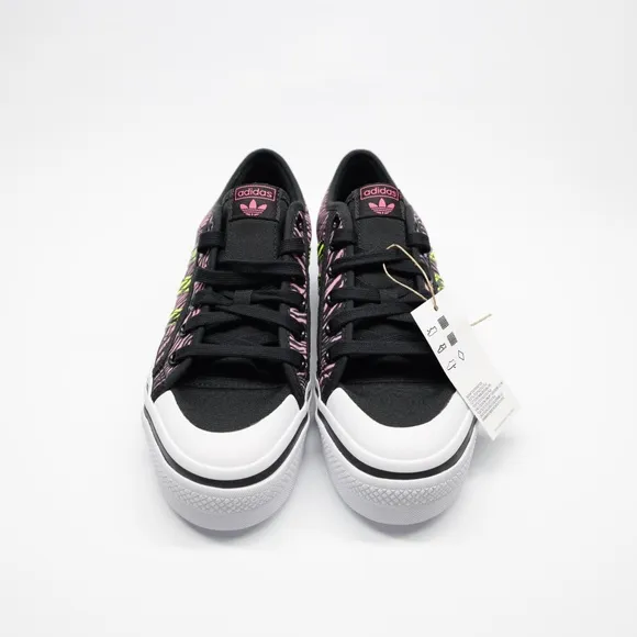 Adidas Originals Women's Nizza Platform Lace Up Shoes Black/Yellow/Pink Size 9