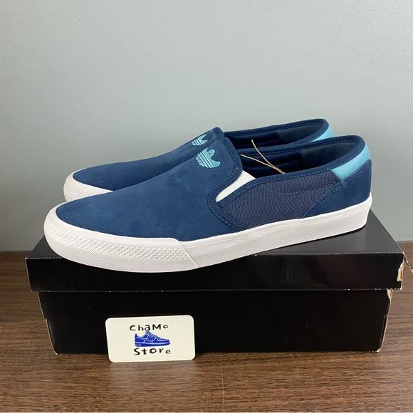 Adidas Shmoofoil Navy Slip On Shoes Suede Skateboarding Ghost Men’s Size