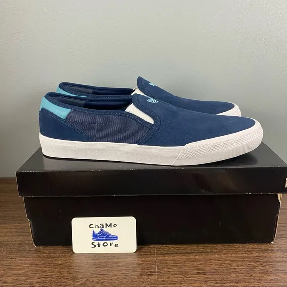 Adidas Shmoofoil Navy Slip On Shoes Suede Skateboarding Ghost Men’s Size