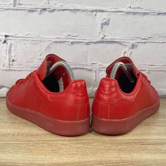 Adidas Stan Smith Triple Red Leather Sneakers Men's Size 7.5 Athletic Shoes