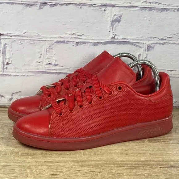 Adidas Stan Smith Triple Red Leather Sneakers Men's Size 7.5 Athletic Shoes