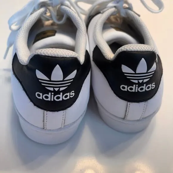 Adidas Superstar Men's White &amp; Black Lace Up Sneaker Shoes Size 8