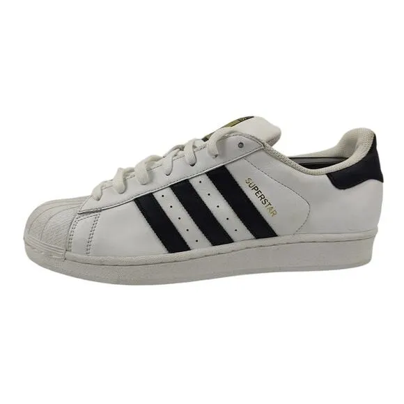 Adidas Superstar Men's White &amp; Black Lace Up Sneaker Shoes Size 8