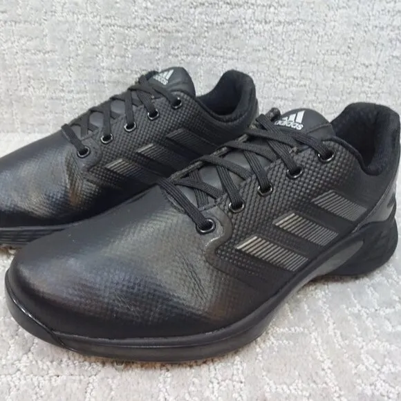 Adidas ZG21 Men's Size 7 US Black Silver Grey Leather Golf Cleats Shoes FW5544