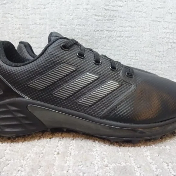 Adidas ZG21 Men's Size 7 US Black Silver Grey Leather Golf Cleats Shoes FW5544