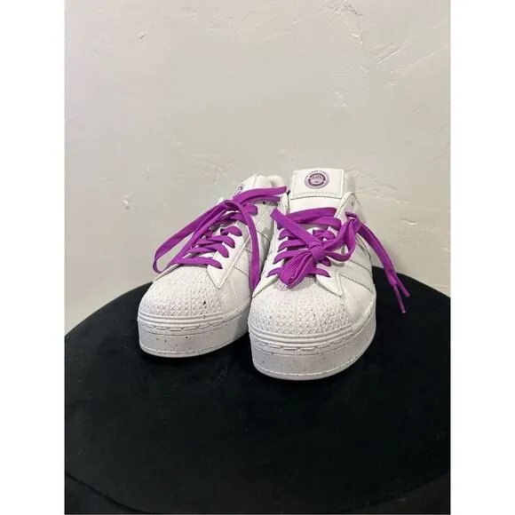 ADIDAS Rare Clean Classics Shock Purple and White Superstar Shoes Sneakers Men's