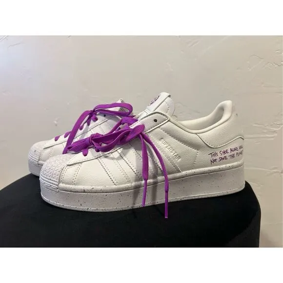ADIDAS Rare Clean Classics Shock Purple and White Superstar Shoes Sneakers Men's
