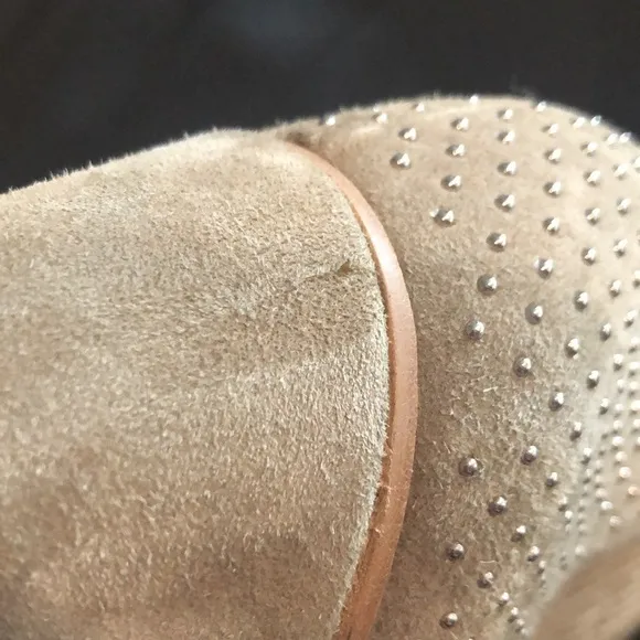 Aerin Olive Tan Suede Studded Ankle Boots Size 6