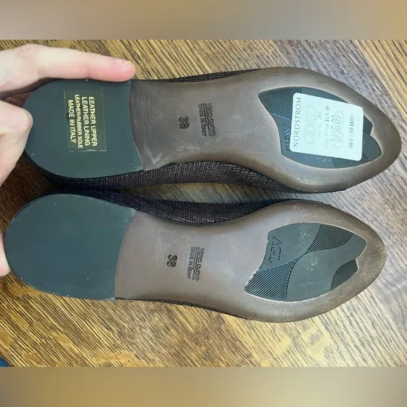 AGL ATTILIO GIUSTI LEOMBRUNI Leather Shoes Slip on Flats Italy Italian 38