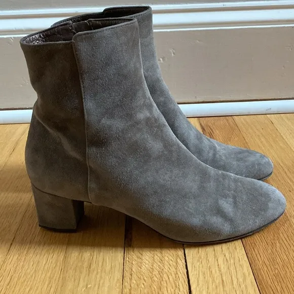 AGL Size 40 Womens Size 10 Suede Pewter Gray Taupe Block Heel Bootie Neutral