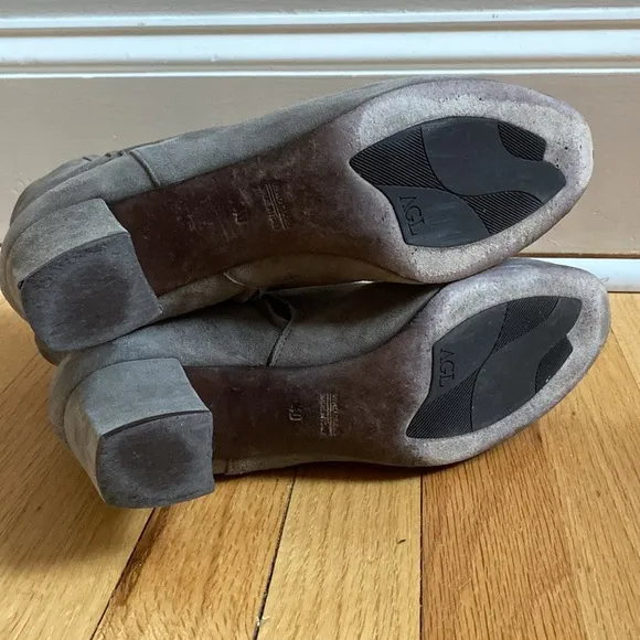 AGL Size 40 Womens Size 10 Suede Pewter Gray Taupe Block Heel Bootie Neutral