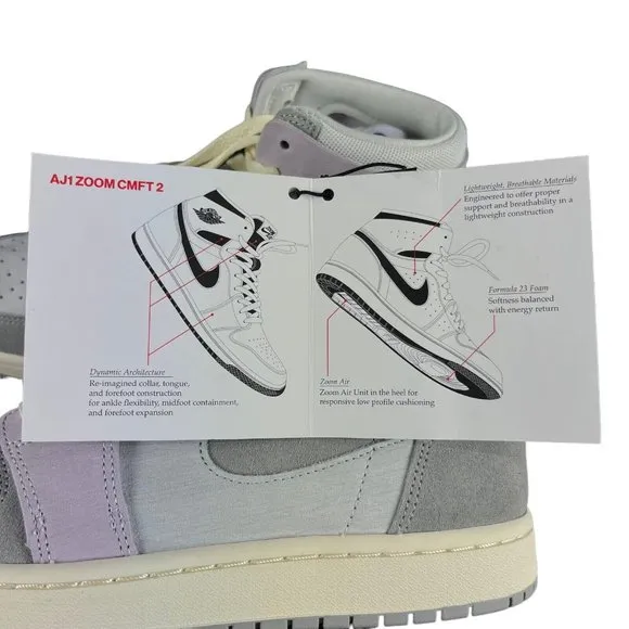 Air Jordan 1 High Zoom CMFT Grey Purple Shoes DV1305-005 Women's Sizes 8.5 - 12