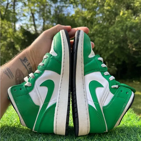 Air Jordan 1 Mid Lucky Green Youth Size GS Retro