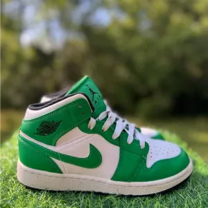 Air Jordan 1 Mid Lucky Green Youth Size GS Retro