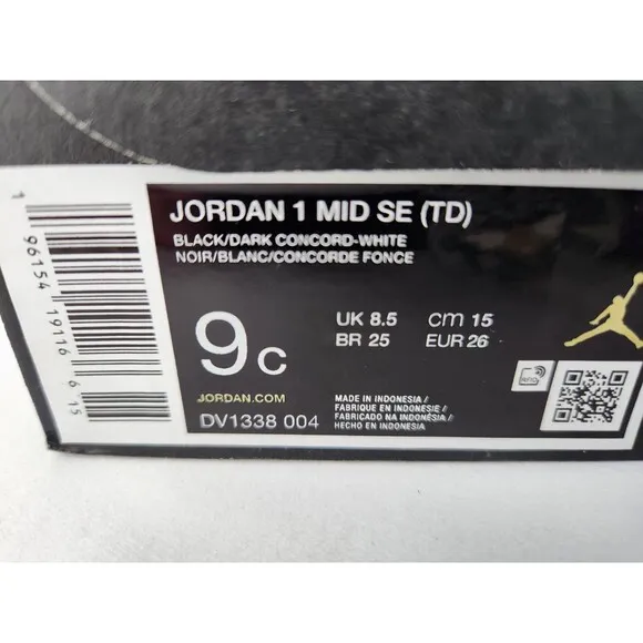 Air Jordan 1 Mid SE 'Space Jam' DV1338-004 Toddler 9C Sneakers Shoes High Tops
